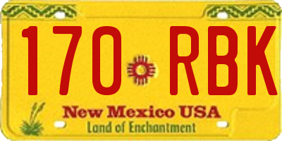 NM license plate 170RBK