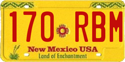 NM license plate 170RBM