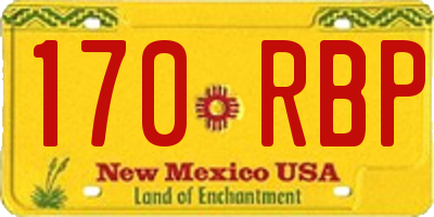 NM license plate 170RBP