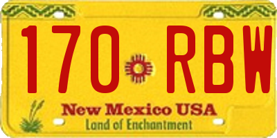 NM license plate 170RBW