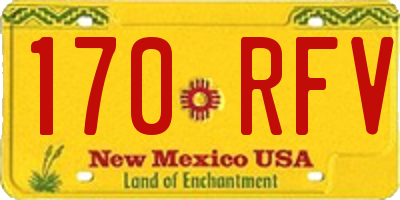 NM license plate 170RFV