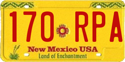 NM license plate 170RPA