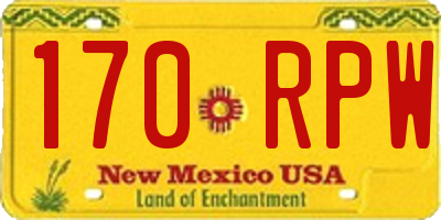 NM license plate 170RPW