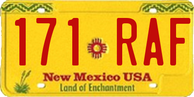 NM license plate 171RAF