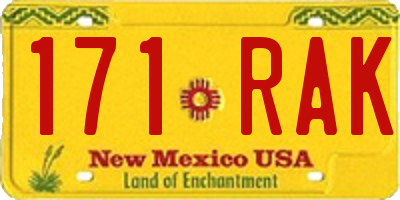 NM license plate 171RAK