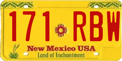 NM license plate 171RBW