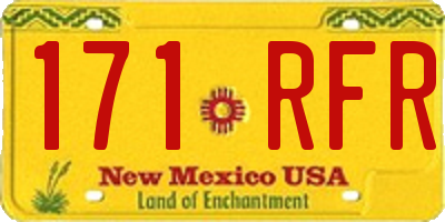 NM license plate 171RFR