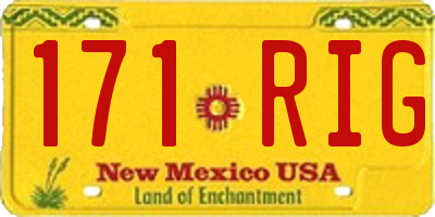 NM license plate 171RIG