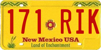 NM license plate 171RIK