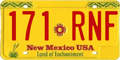NM license plate 171RNF