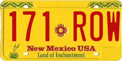 NM license plate 171ROW