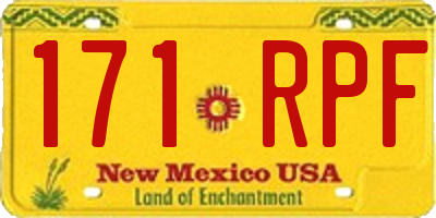 NM license plate 171RPF