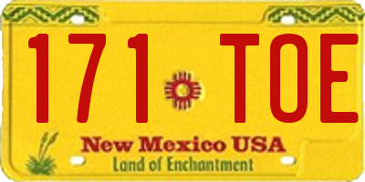NM license plate 171TOE