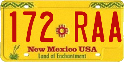 NM license plate 172RAA