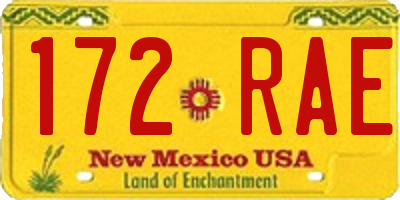 NM license plate 172RAE