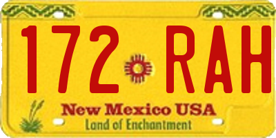 NM license plate 172RAH