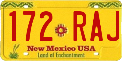 NM license plate 172RAJ