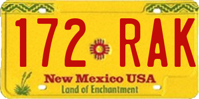 NM license plate 172RAK