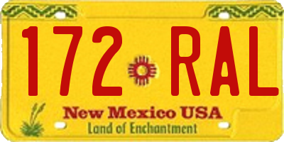 NM license plate 172RAL