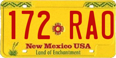 NM license plate 172RAO