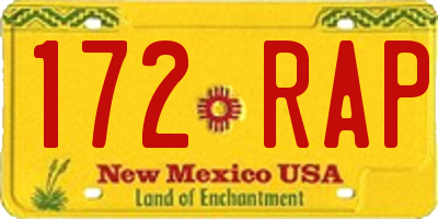 NM license plate 172RAP