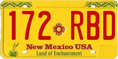 NM license plate 172RBD