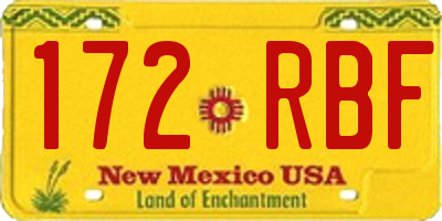 NM license plate 172RBF