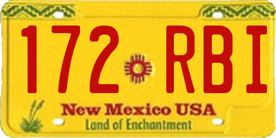 NM license plate 172RBI