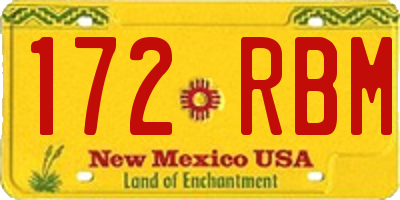 NM license plate 172RBM
