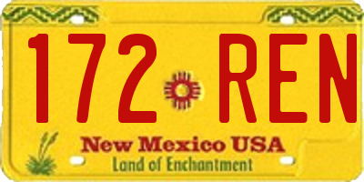 NM license plate 172REN