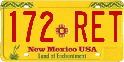 NM license plate 172RET