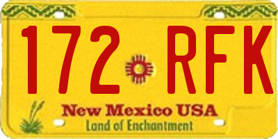 NM license plate 172RFK