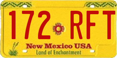 NM license plate 172RFT