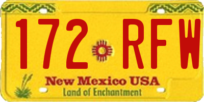 NM license plate 172RFW