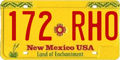 NM license plate 172RHO
