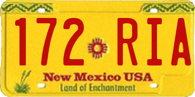 NM license plate 172RIA