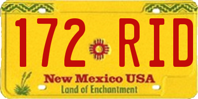 NM license plate 172RID