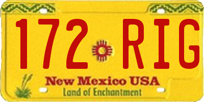 NM license plate 172RIG