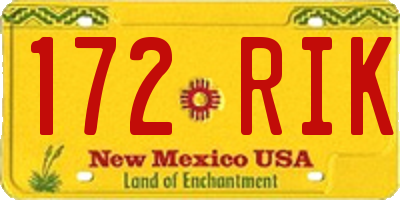 NM license plate 172RIK
