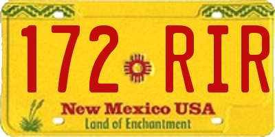 NM license plate 172RIR