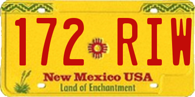 NM license plate 172RIW