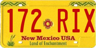 NM license plate 172RIX