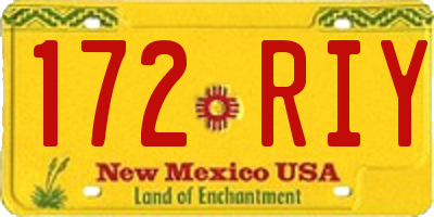 NM license plate 172RIY