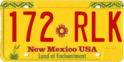 NM license plate 172RLK