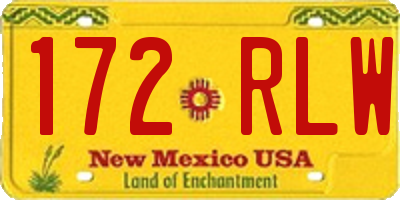 NM license plate 172RLW