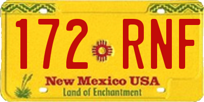 NM license plate 172RNF