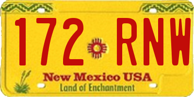 NM license plate 172RNW