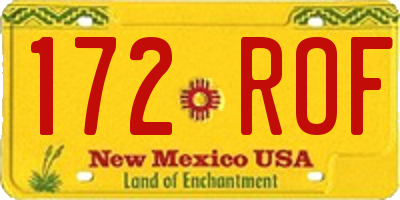NM license plate 172ROF