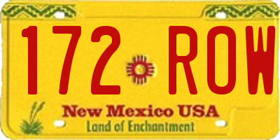NM license plate 172ROW