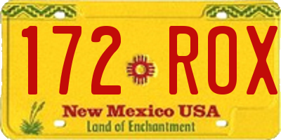 NM license plate 172ROX